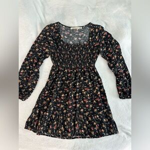 Black floral long sleeve dress